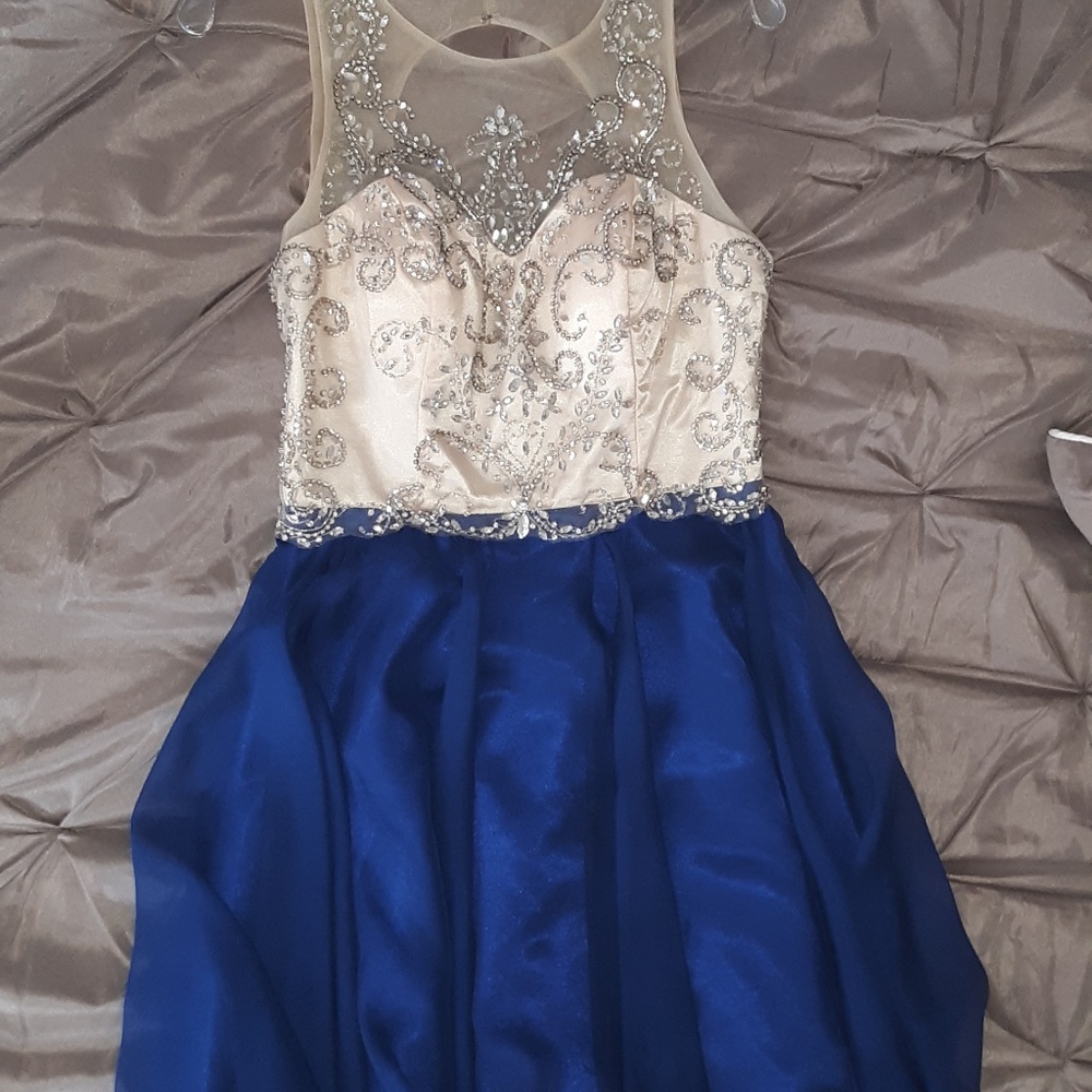 Royal Blue and Silver Homecoming Dress